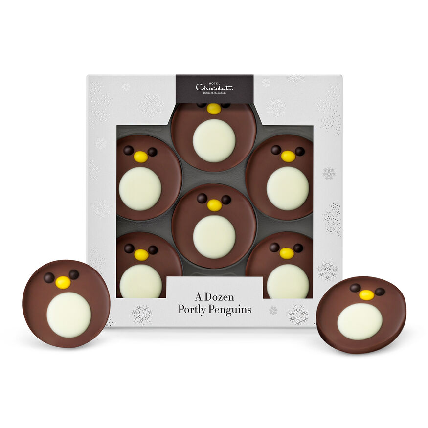 A Dozen Portly Penguin Chocolates by Hotel Chocolat