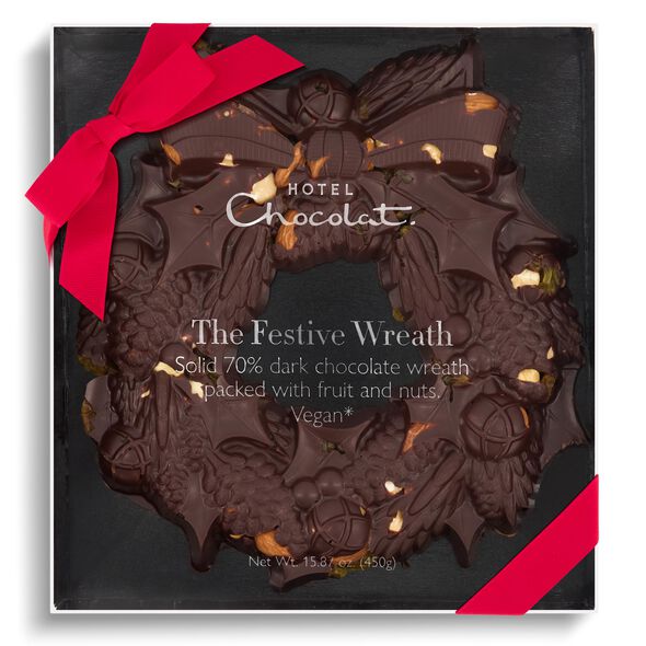 Large Festive Wreath | Dark Chocolate, , hi-res