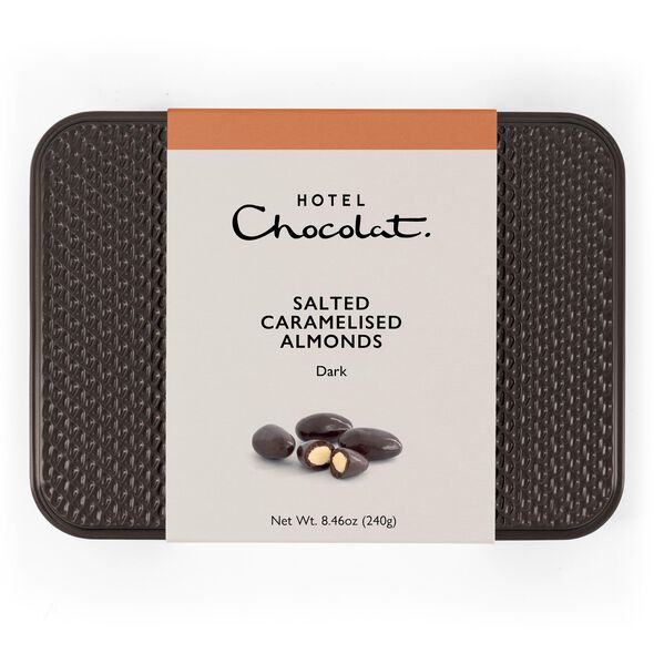 Dark Chocolate Salted Caramelised Almonds Gift Tin, , hi-res