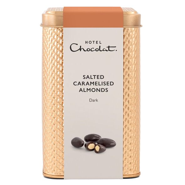 Dark Chocolate Salted Caramelised Almonds Gift Tin, , hi-res