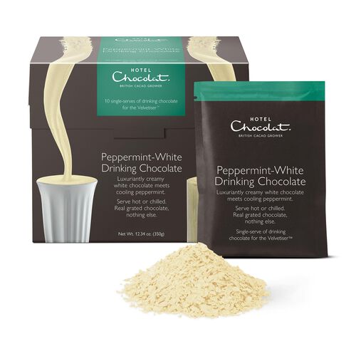 Peppermint White Drinking Chocolate Sachets, , hi-res