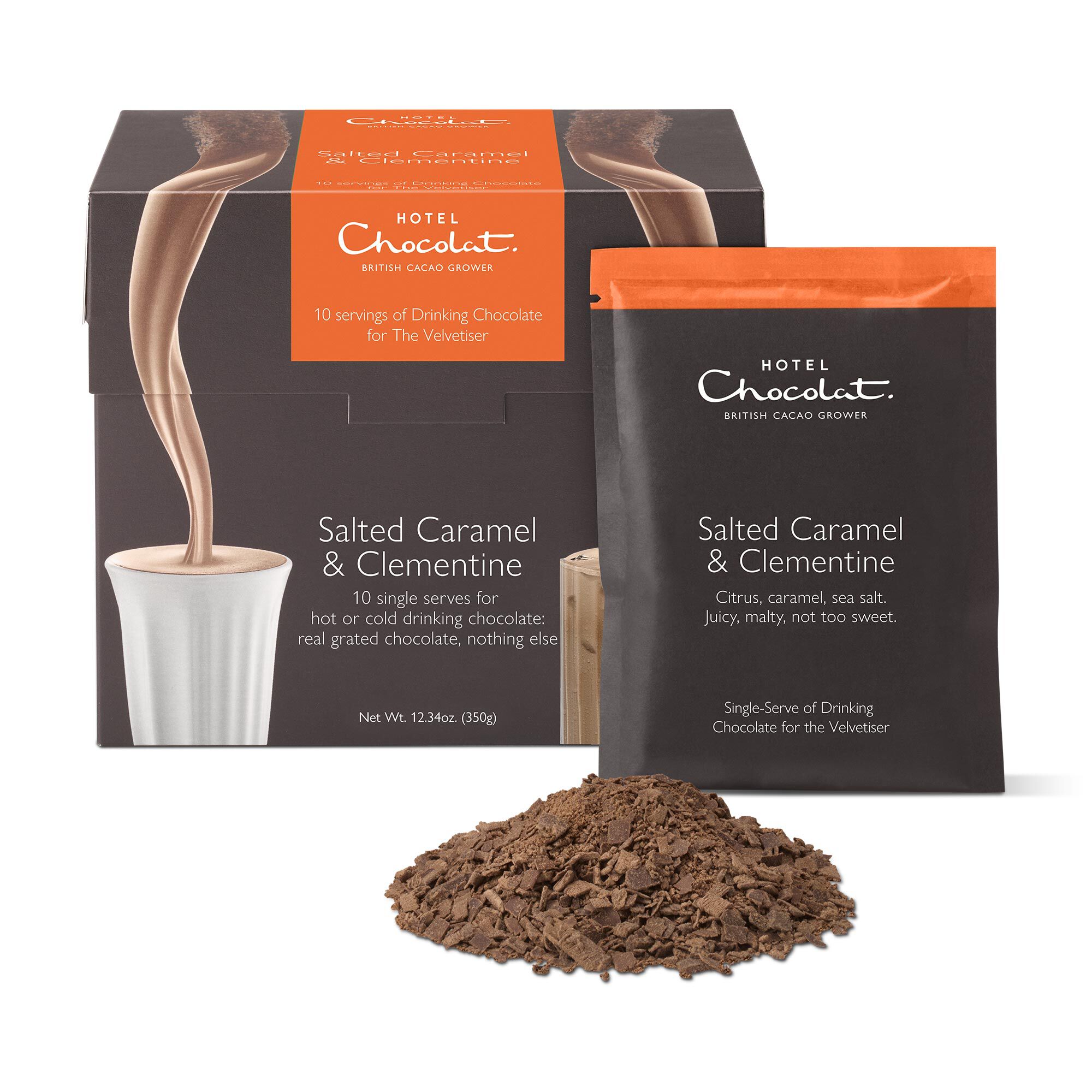 Salted Caramel & Clementine Hot Chocolate Sachets